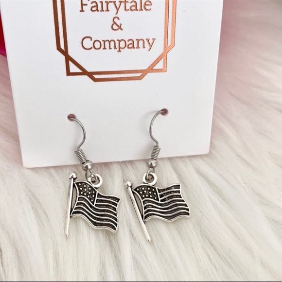Fairytale & Co Jewelry - Handmade American Flag Earrings USA Charm